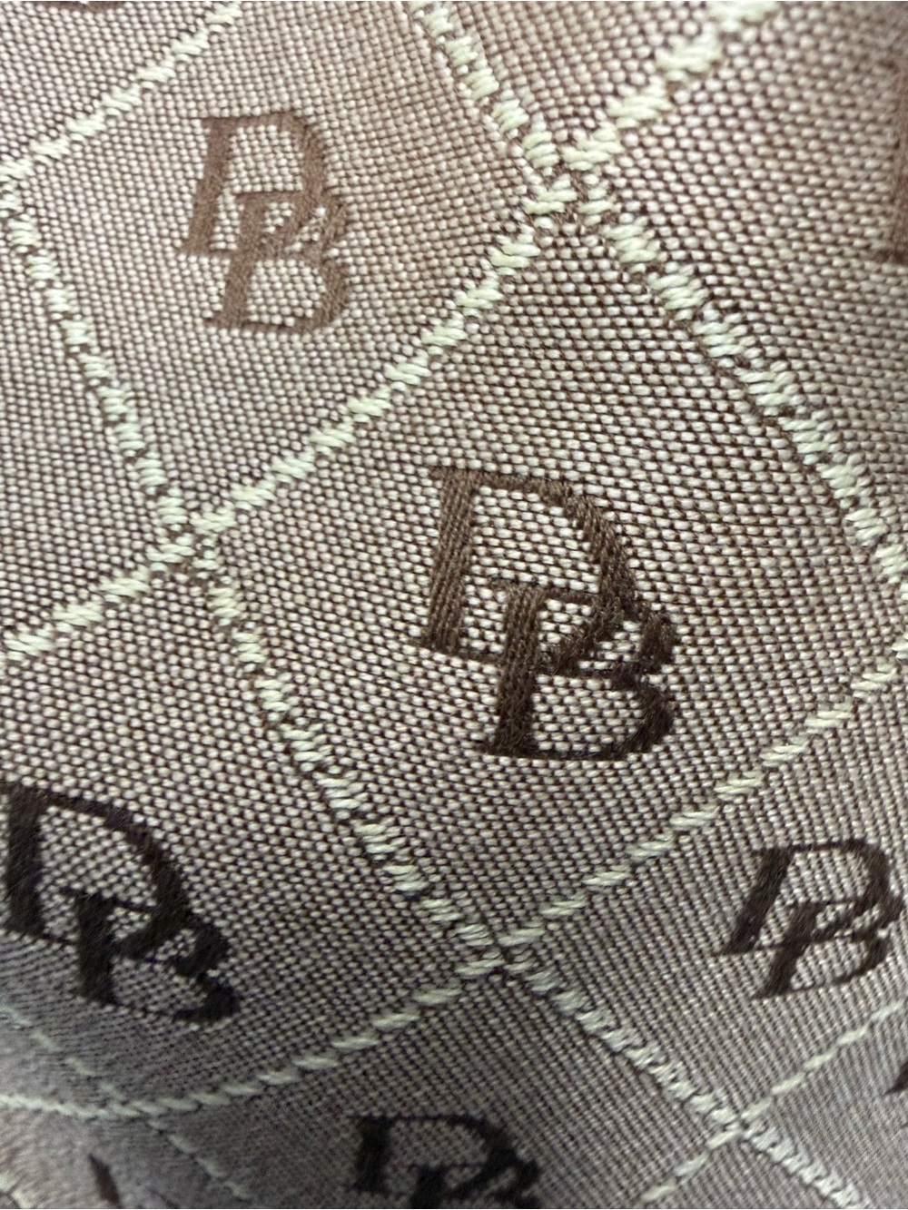 Dooney & Bourke DB Monogram Drawstring Bucket Bag Brown Tan Shoulder Purse - Picture 4 of 12